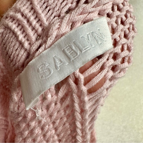Sablyn Mitzy Pullover Crewneck Cable Knit Distressed Sweater Light Pink XS - Picture 6 of 12
